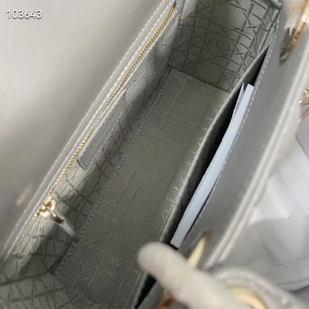 Dior Women Small Lady Dior My Abcdior Bag Steel Gray Cannage Lambskin