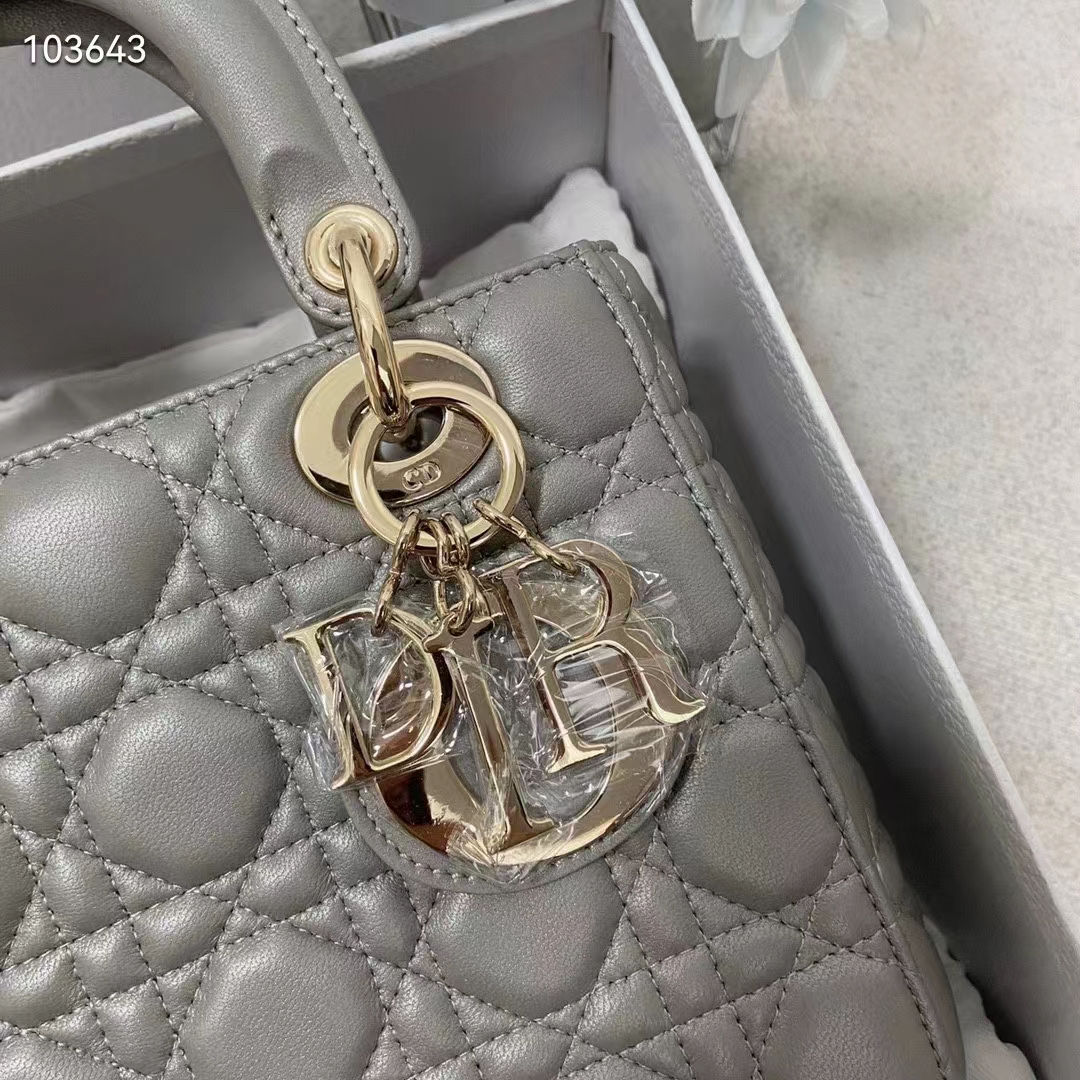 Dior Women Small Lady Dior My Abcdior Bag Steel Gray Cannage Lambskin