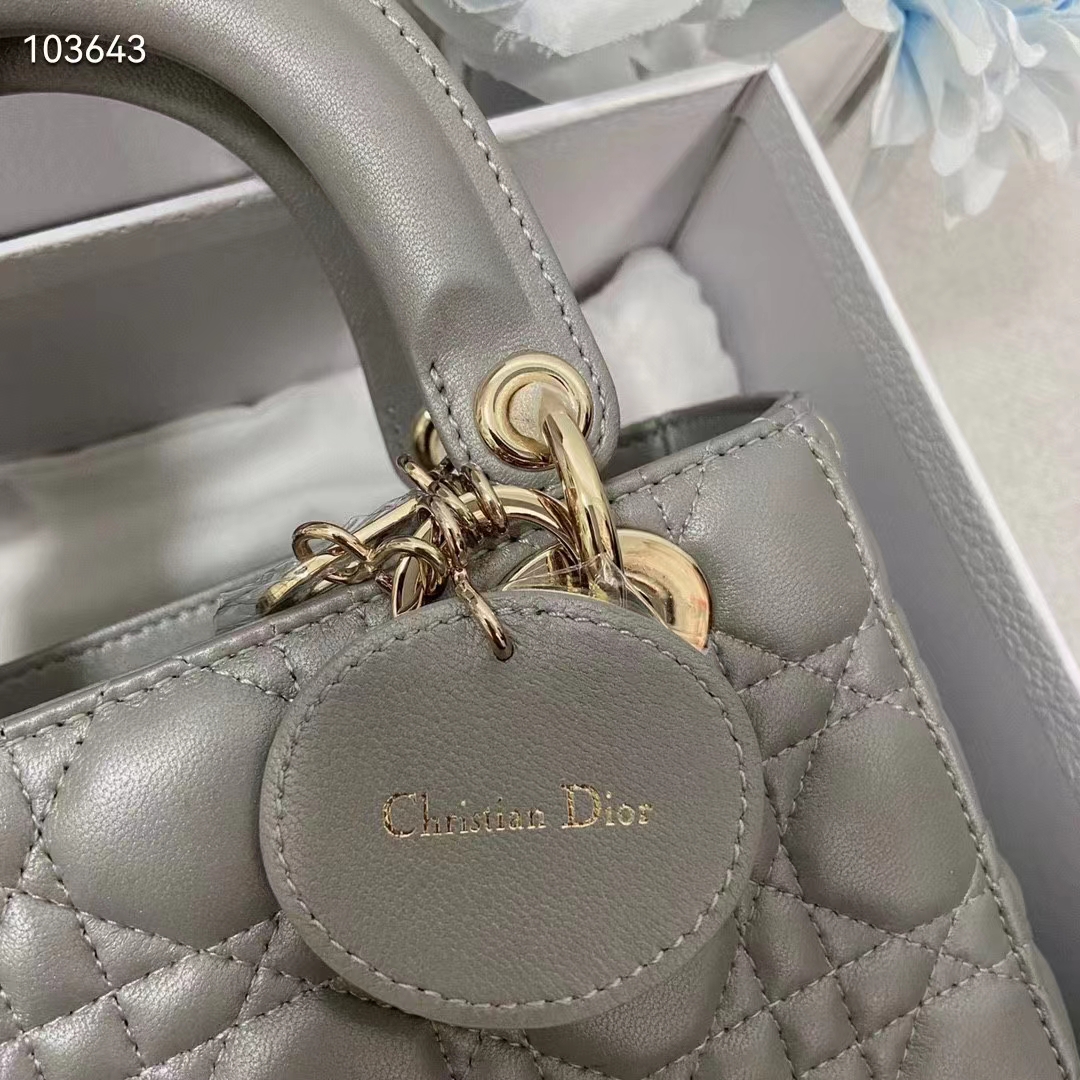 Dior Women Small Lady Dior My Abcdior Bag Steel Gray Cannage Lambskin