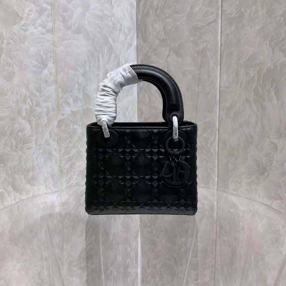 dior women small lady dior my abcdior bag black cannage calfskin with Di*m*nd motif