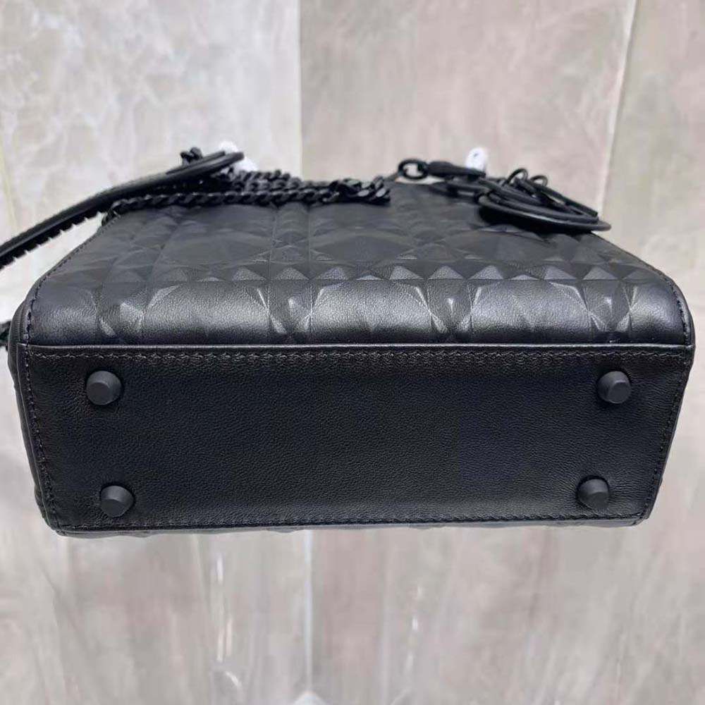 dior women small lady dior my abcdior bag black cannage calfskin with Di*m*nd motif