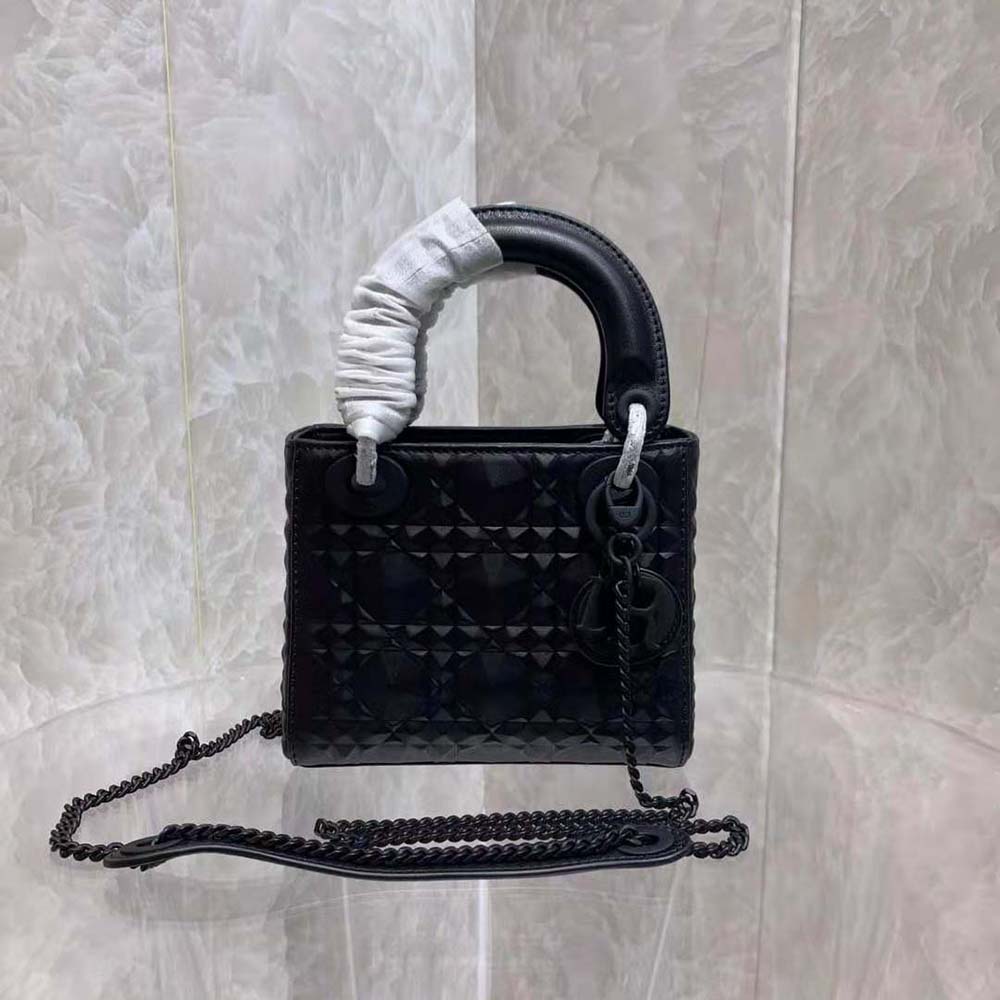 dior women small lady dior my abcdior bag black cannage calfskin with Di*m*nd motif