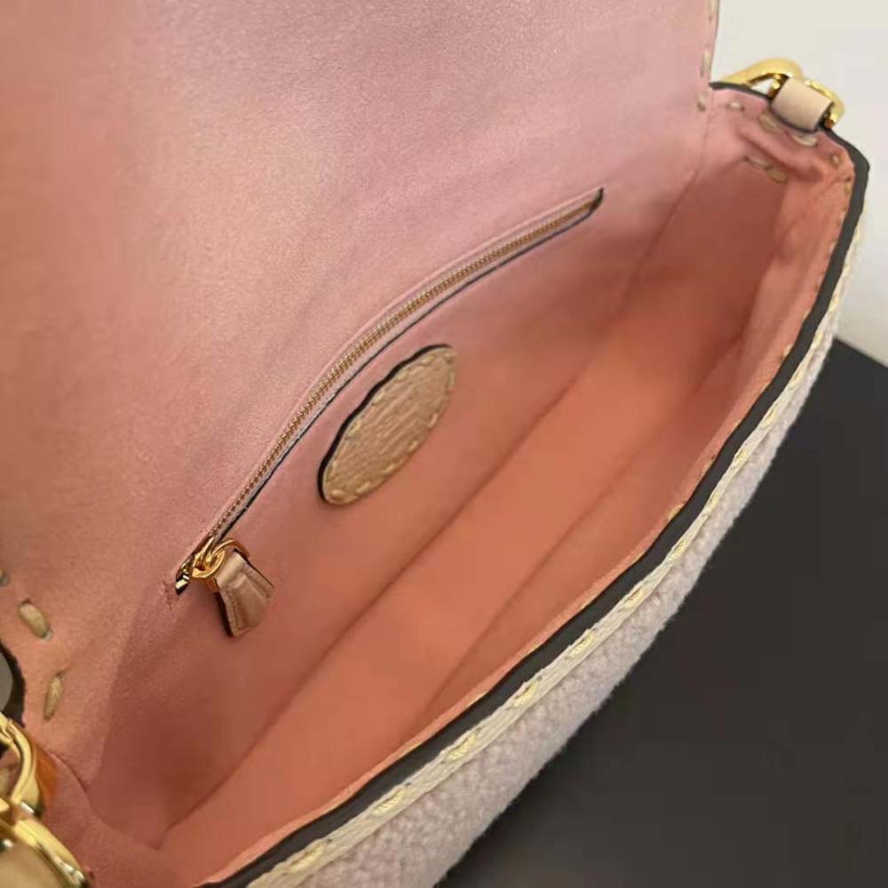 Fendi Women Baguette Pink Sheepskin Bag