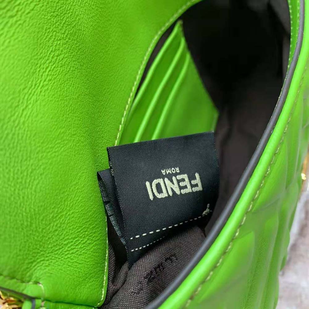 Fendi Women Baguette Soft Nappa Leather Bag-Green