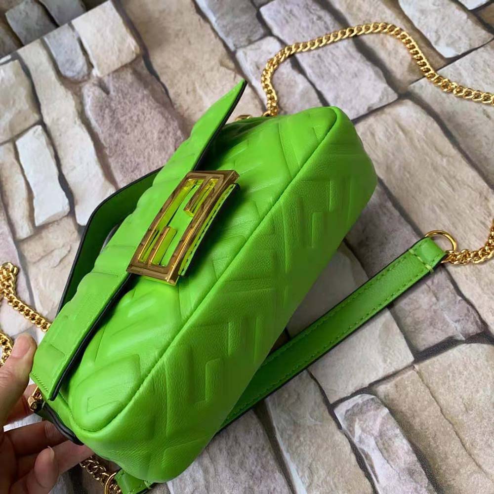 Fendi Women Baguette Soft Nappa Leather Bag-Green