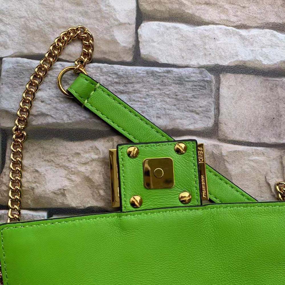 Fendi Women Baguette Soft Nappa Leather Bag-Green