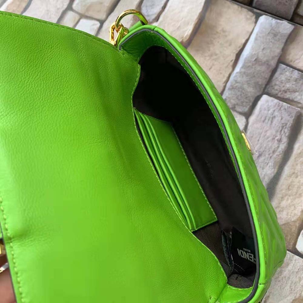 Fendi Women Baguette Soft Nappa Leather Bag-Green