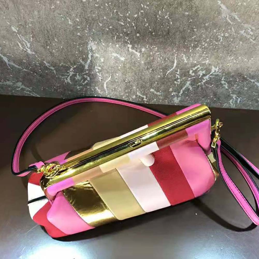 Fendi Women Fendi First Small Leather Bag with Multicolor Inlay