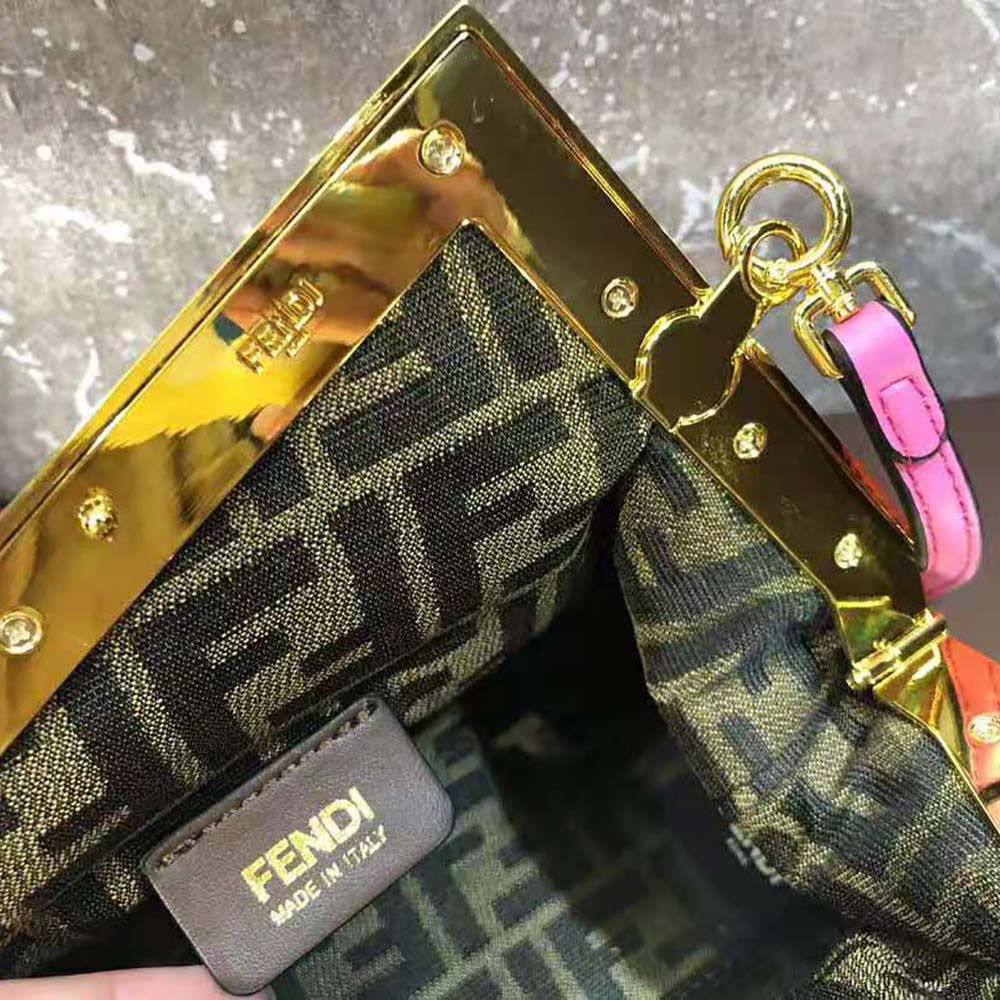 Fendi Women Fendi First Small Leather Bag with Multicolor Inlay