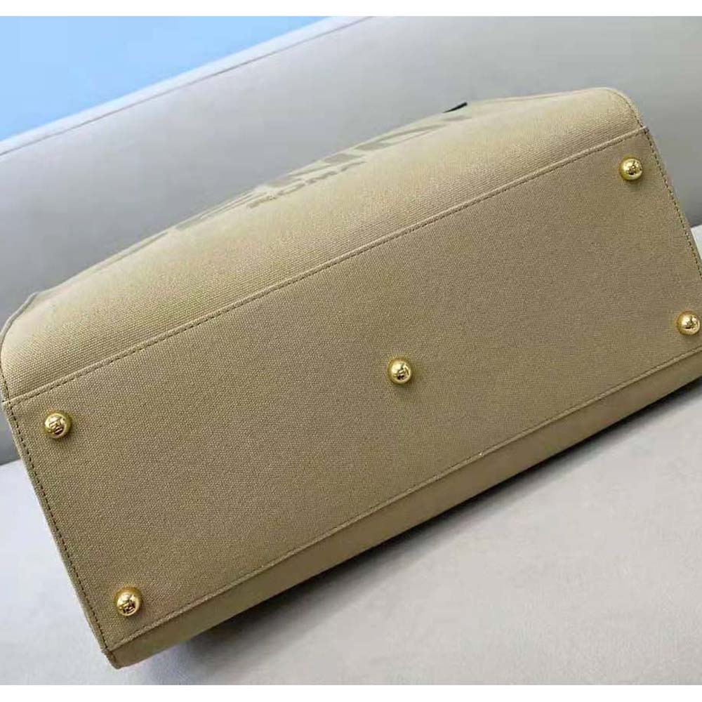 Fendi Women Fendi Sunshine Medium Beige Canvas Bag