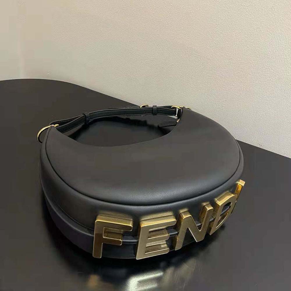 Fendi Women Fendigraphy Small Black Leather Bag-Black
