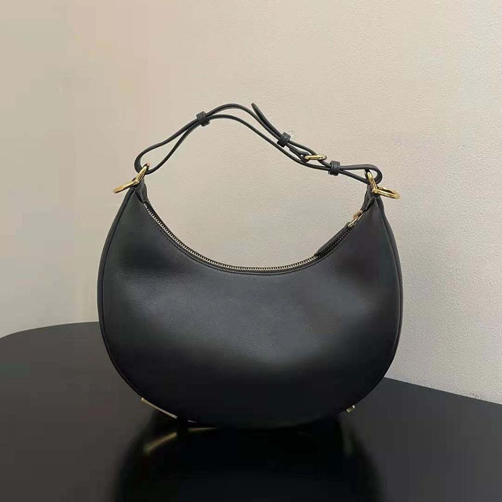 Fendi Women Fendigraphy Small Black Leather Bag-Black