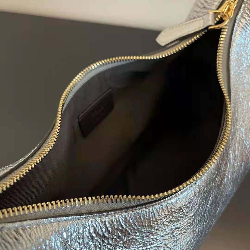 Fendi Women Fendigraphy Small Silver Laminated Leather Bag