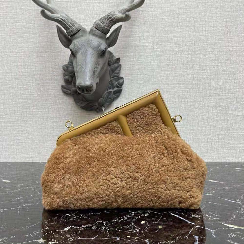 Fendi Women First Medium Beige Sheepskin Bag