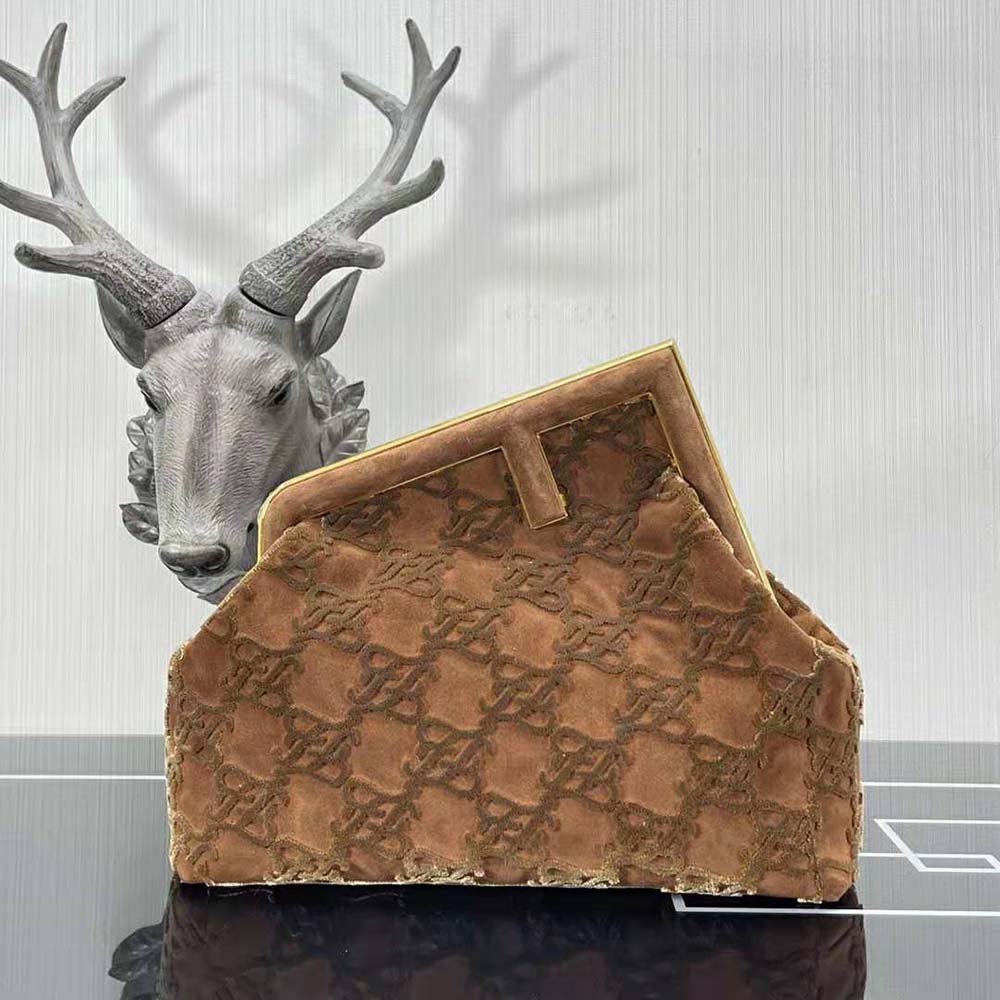 Fendi Women First Medium Brown Suede Bag