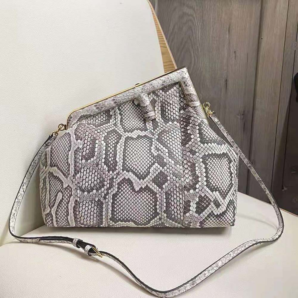 Fendi Women First Medium White Python Leather Bag