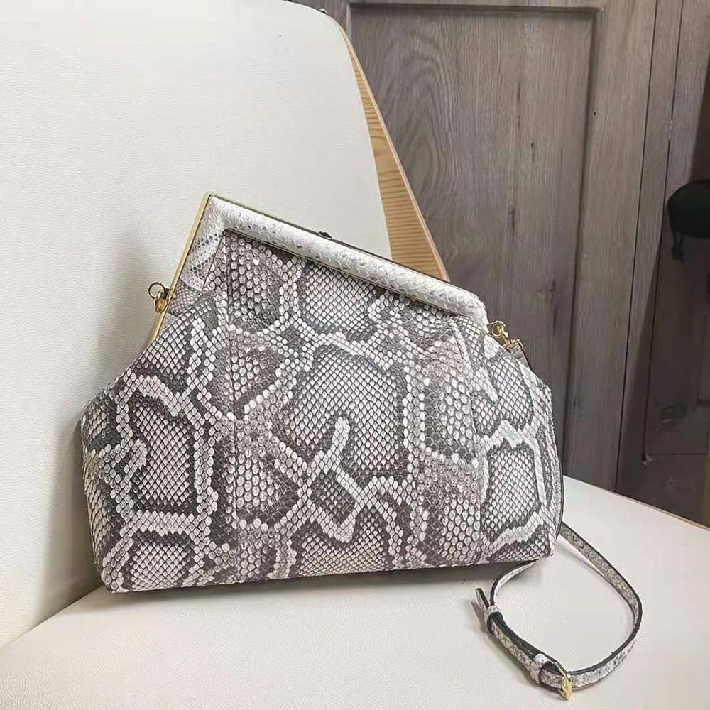 Fendi Women First Medium White Python Leather Bag