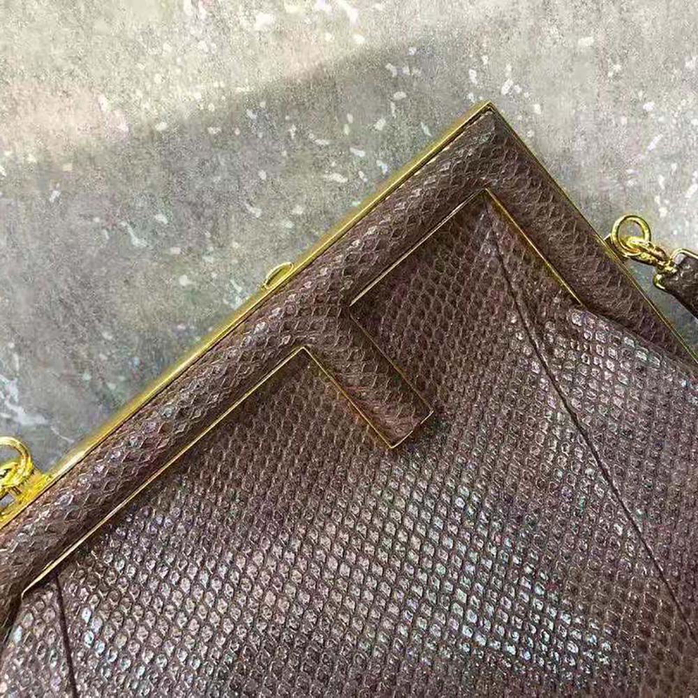 Fendi Women First Small Dark Brown Python Leather Bag