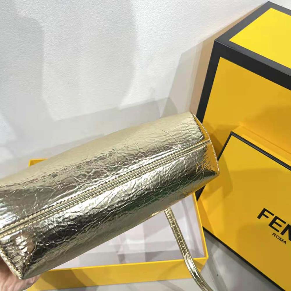 Fendi Women First Small Gold Laminated Leather Bag