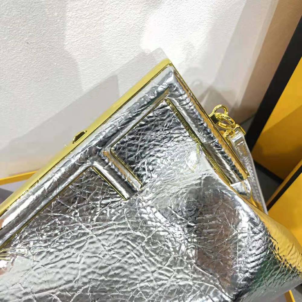 Fendi Women First Small Silver Laminated Leather Bag