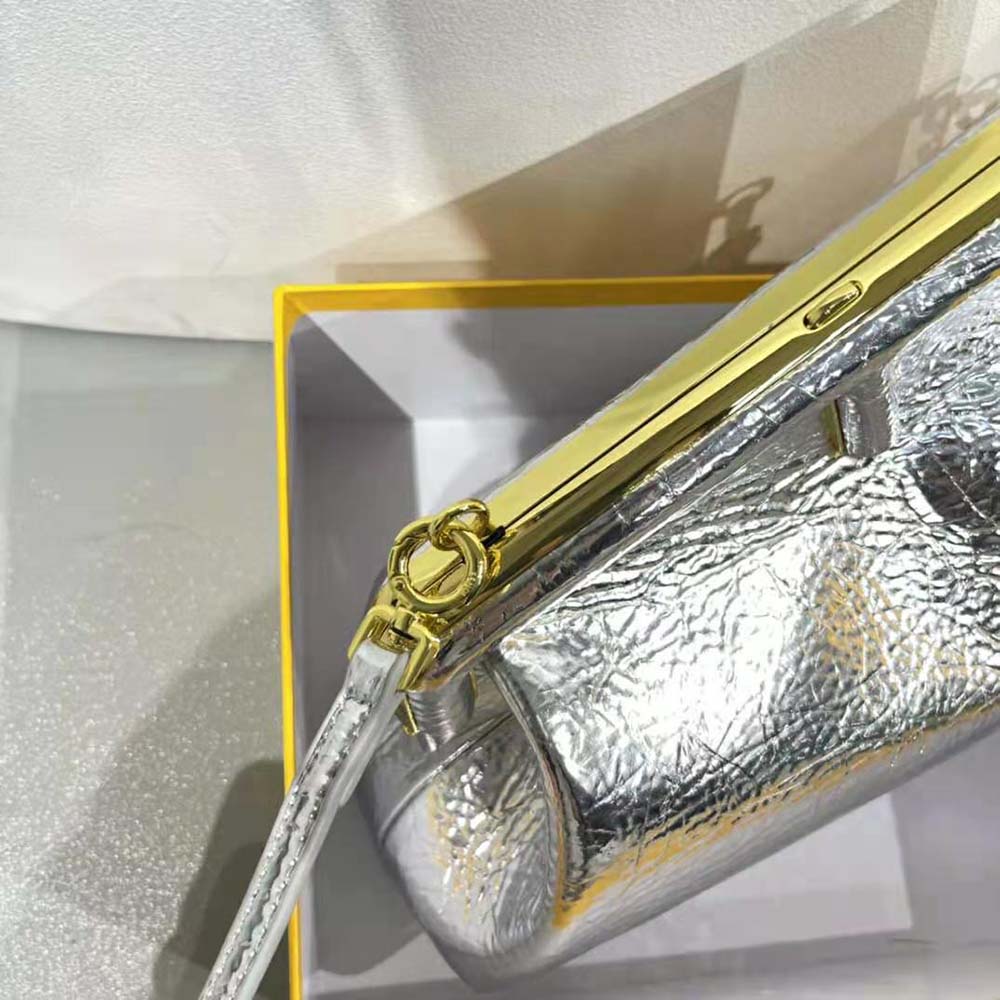 Fendi Women First Small Silver Laminated Leather Bag