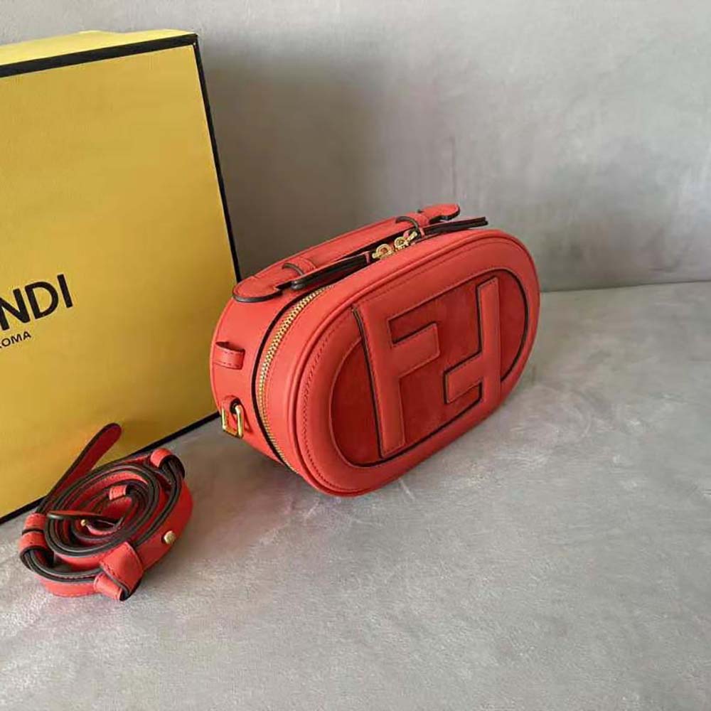 Fendi Women Mini Camera Case Red Leather and Suede Mini-Bag