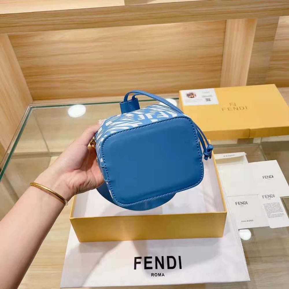 Fendi Women Mon Tresor Glazed Canvas Mini-Bag-Blue