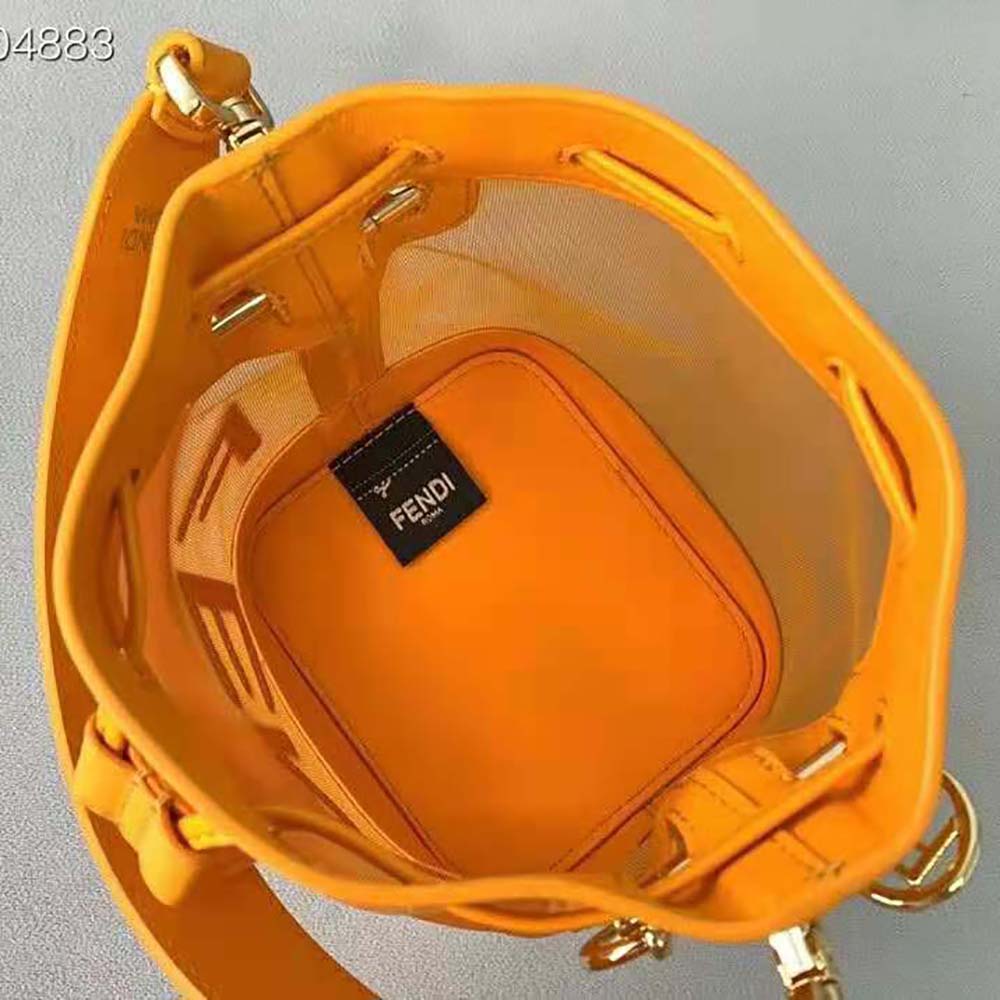 Fendi Women Mon Tresor Leather and Mesh Mini-Bag-Orange