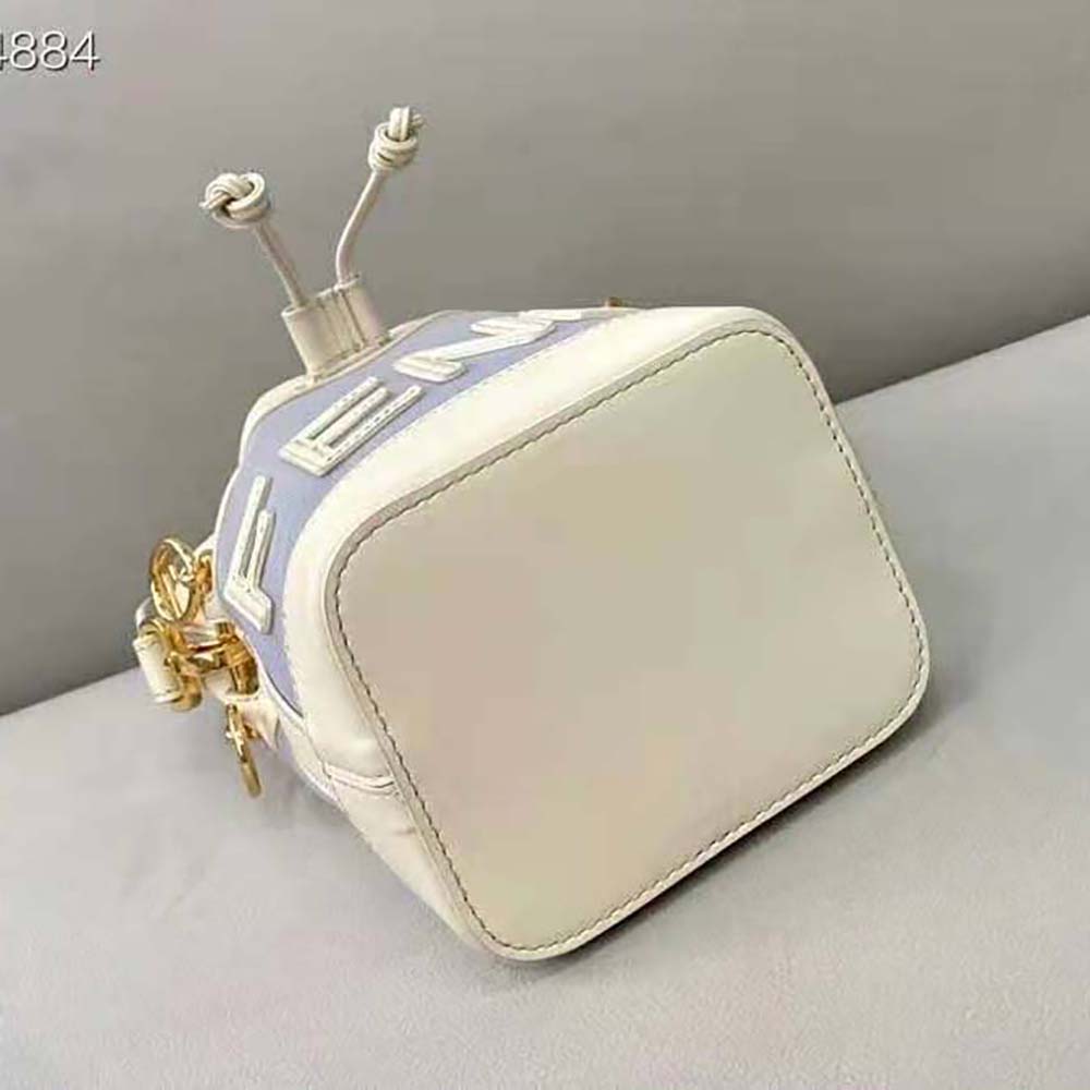 Fendi Women Mon Tresor Leather and Mesh Mini-Bag-White