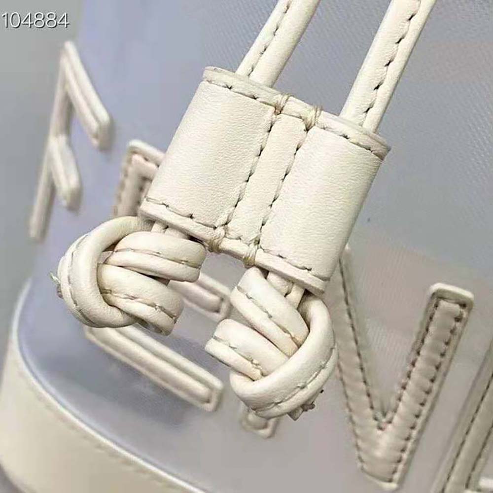 Fendi Women Mon Tresor Leather and Mesh Mini-Bag-White