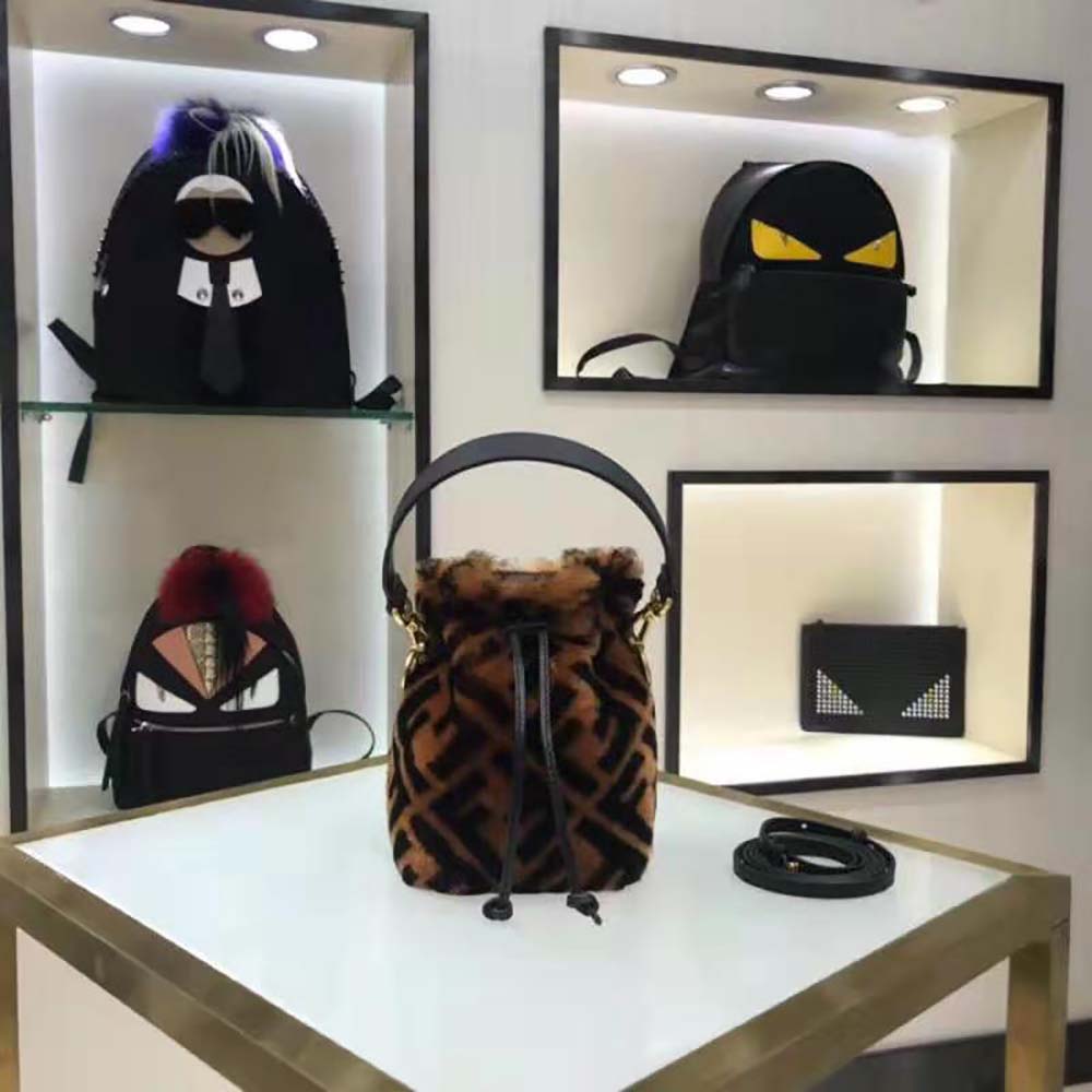 Fendi Women Mon Tresor Mini-Bag in Brown Sheepskin
