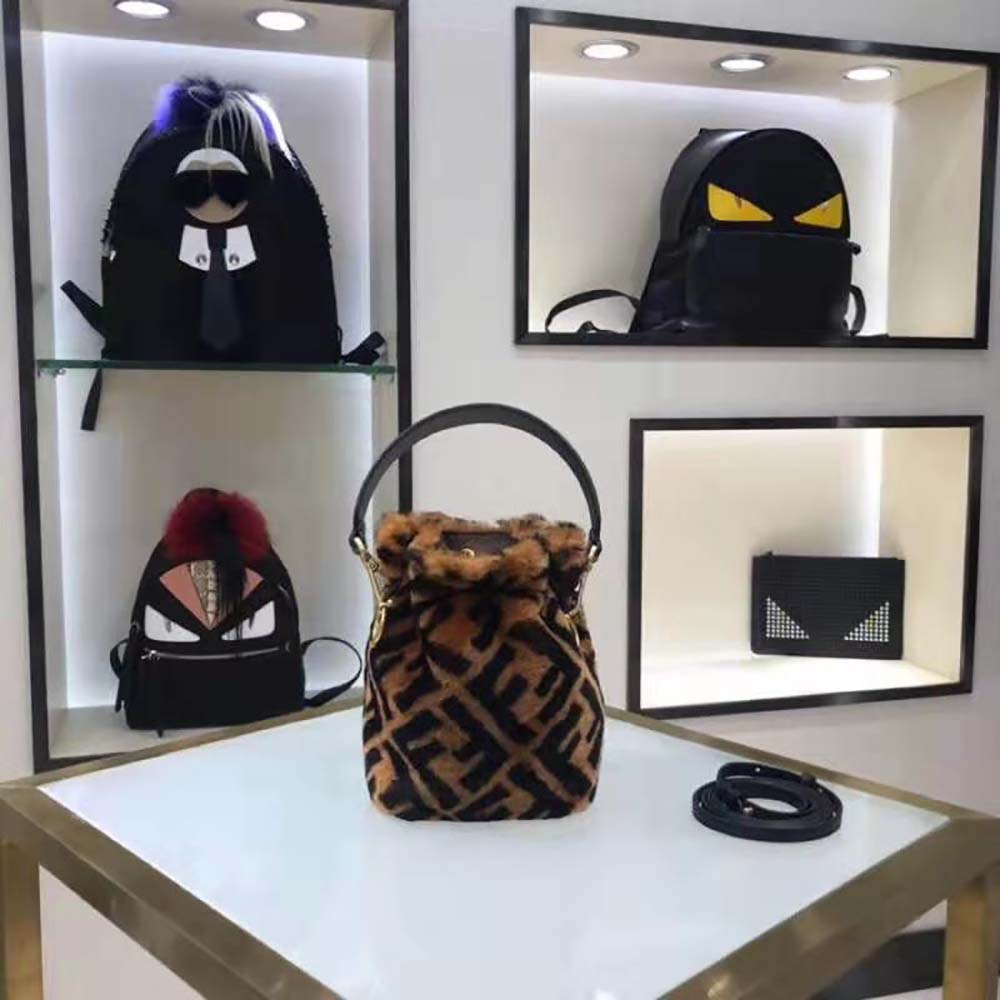Fendi Women Mon Tresor Mini-Bag in Brown Sheepskin
