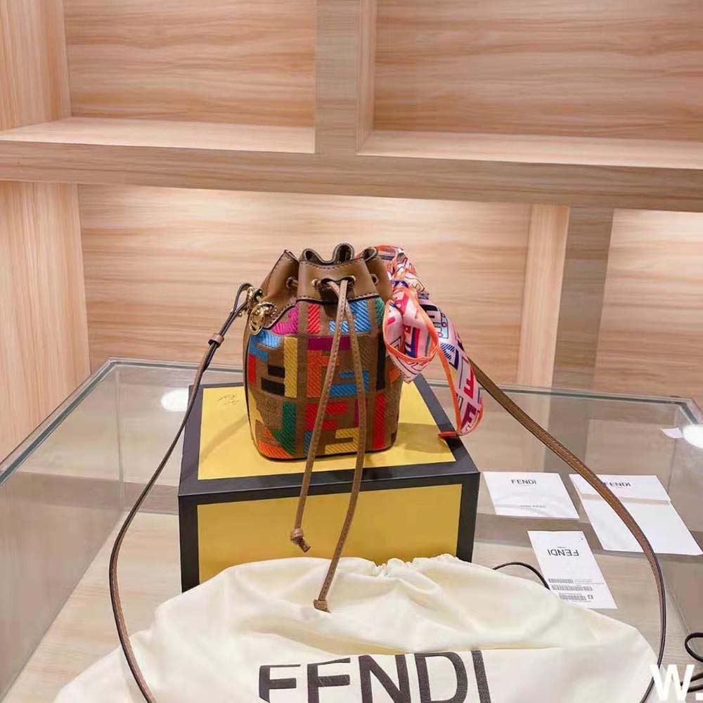 Fendi Women Mon Tresor Multicolor FF Canvas Mini-Bag