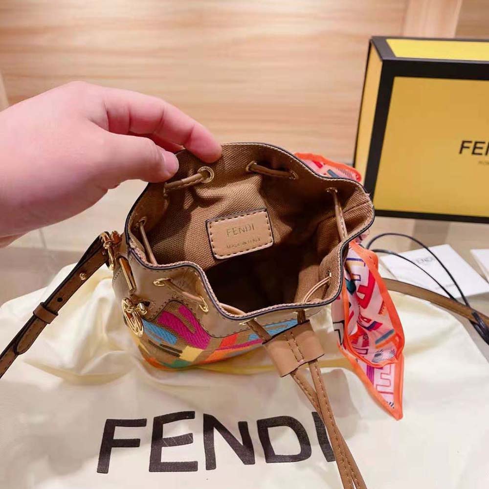 Fendi Women Mon Tresor Multicolor FF Canvas Mini-Bag