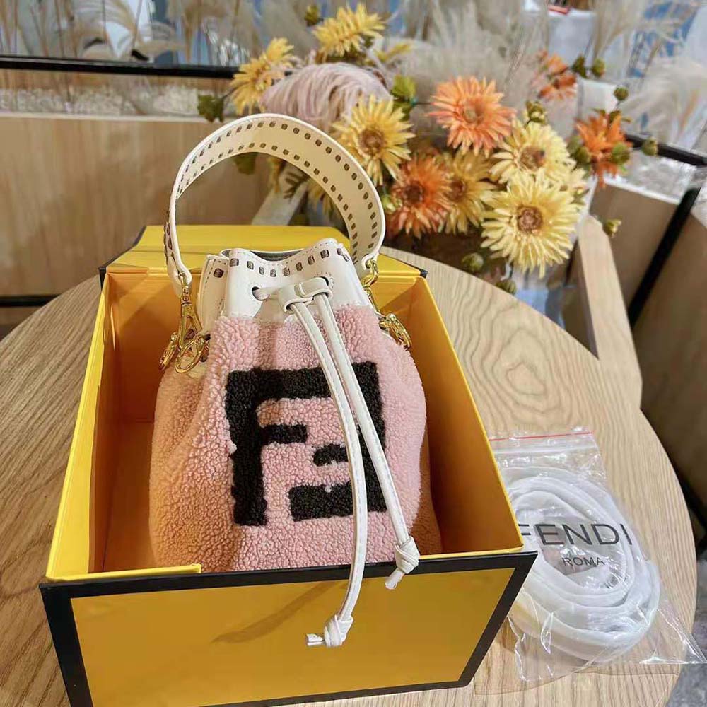 Fendi Women Mon Tresor Pink Sheepskin Mini-Bag