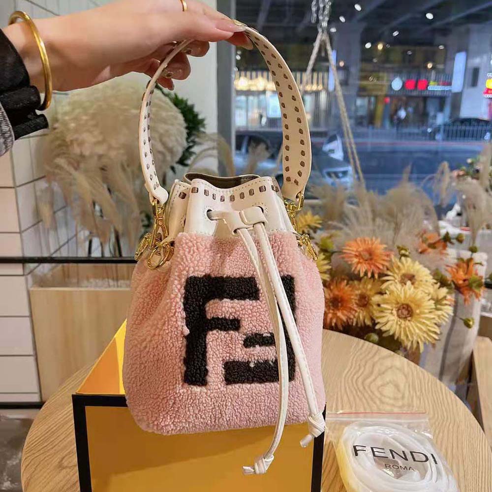 Fendi Women Mon Tresor Pink Sheepskin Mini-Bag