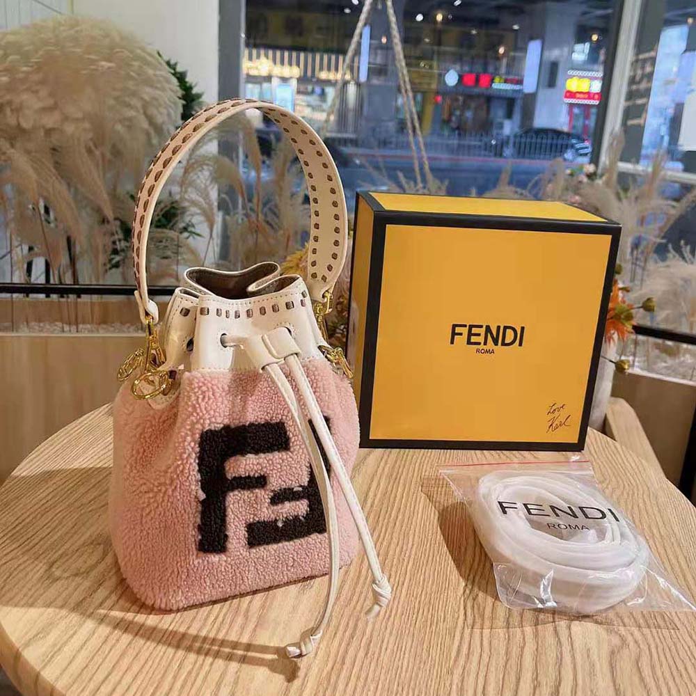Fendi Women Mon Tresor Pink Sheepskin Mini-Bag