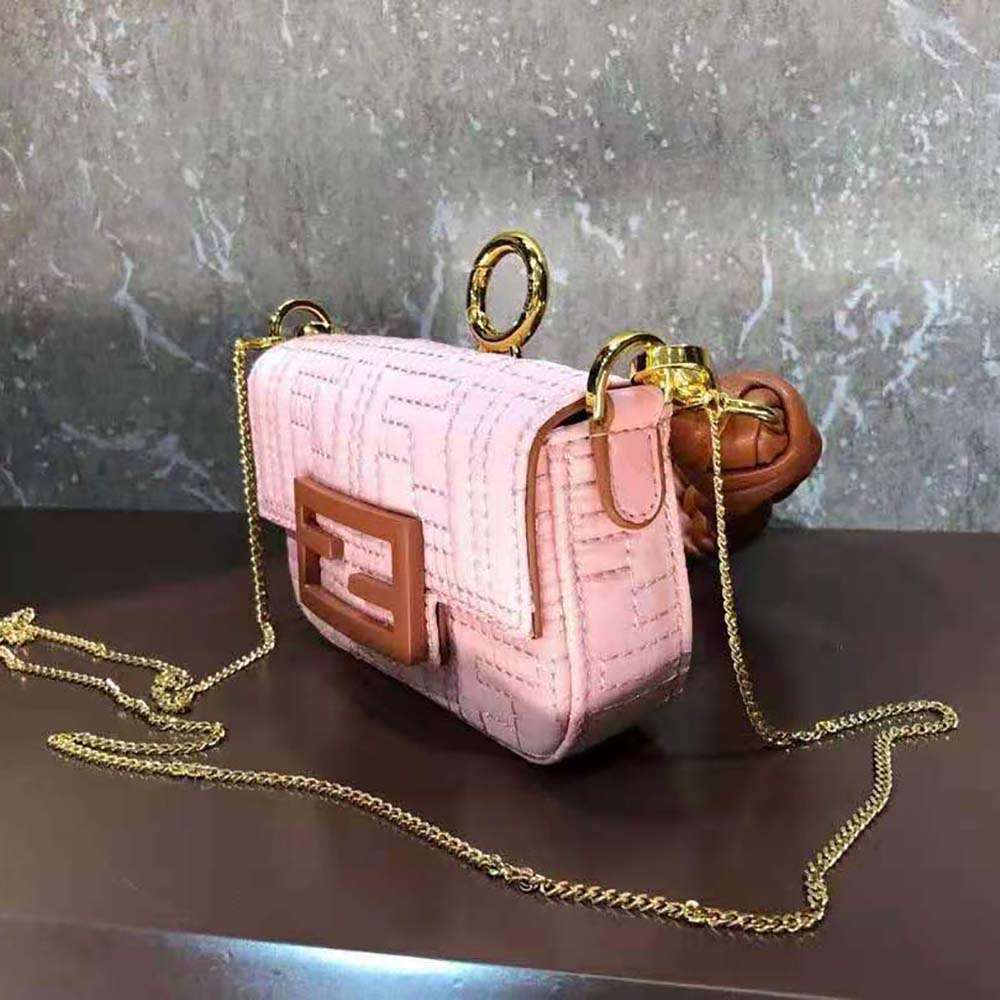 Fendi Women Nano Baguette Charm Lilac Nylon