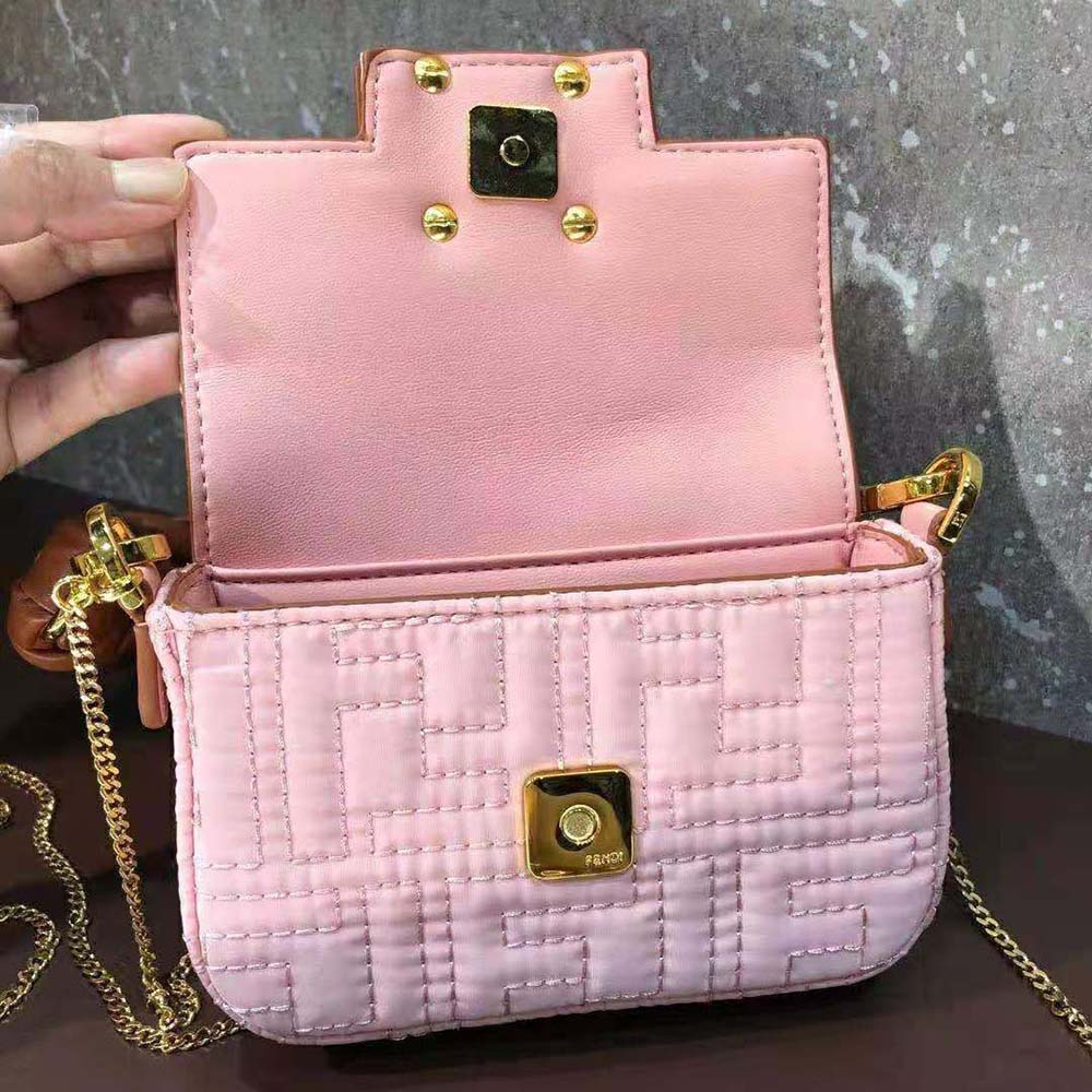 Fendi Women Nano Baguette Charm Lilac Nylon