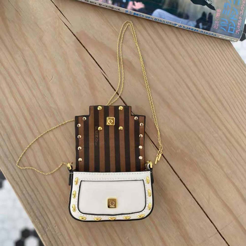 Fendi Women Nano Baguette White Nappa Leather Charm