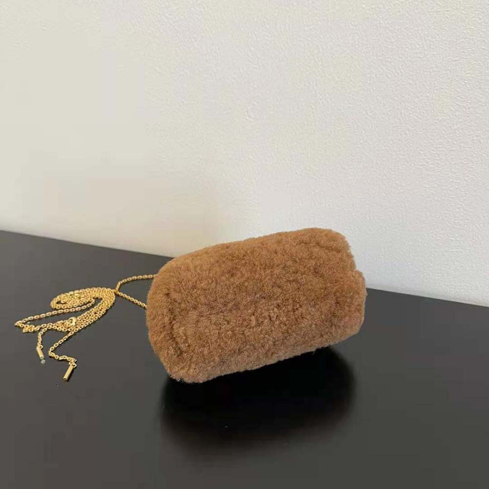 Fendi Women Nano Fendi First Beige Sheepskin Charm