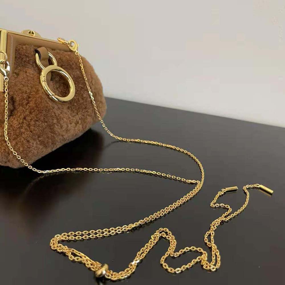 Fendi Women Nano Fendi First Beige Sheepskin Charm