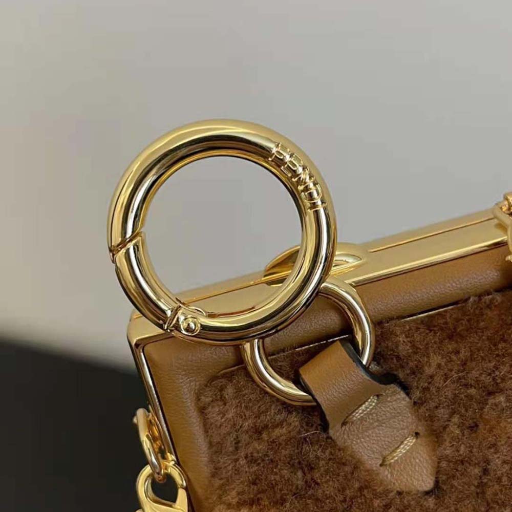 Fendi Women Nano Fendi First Beige Sheepskin Charm