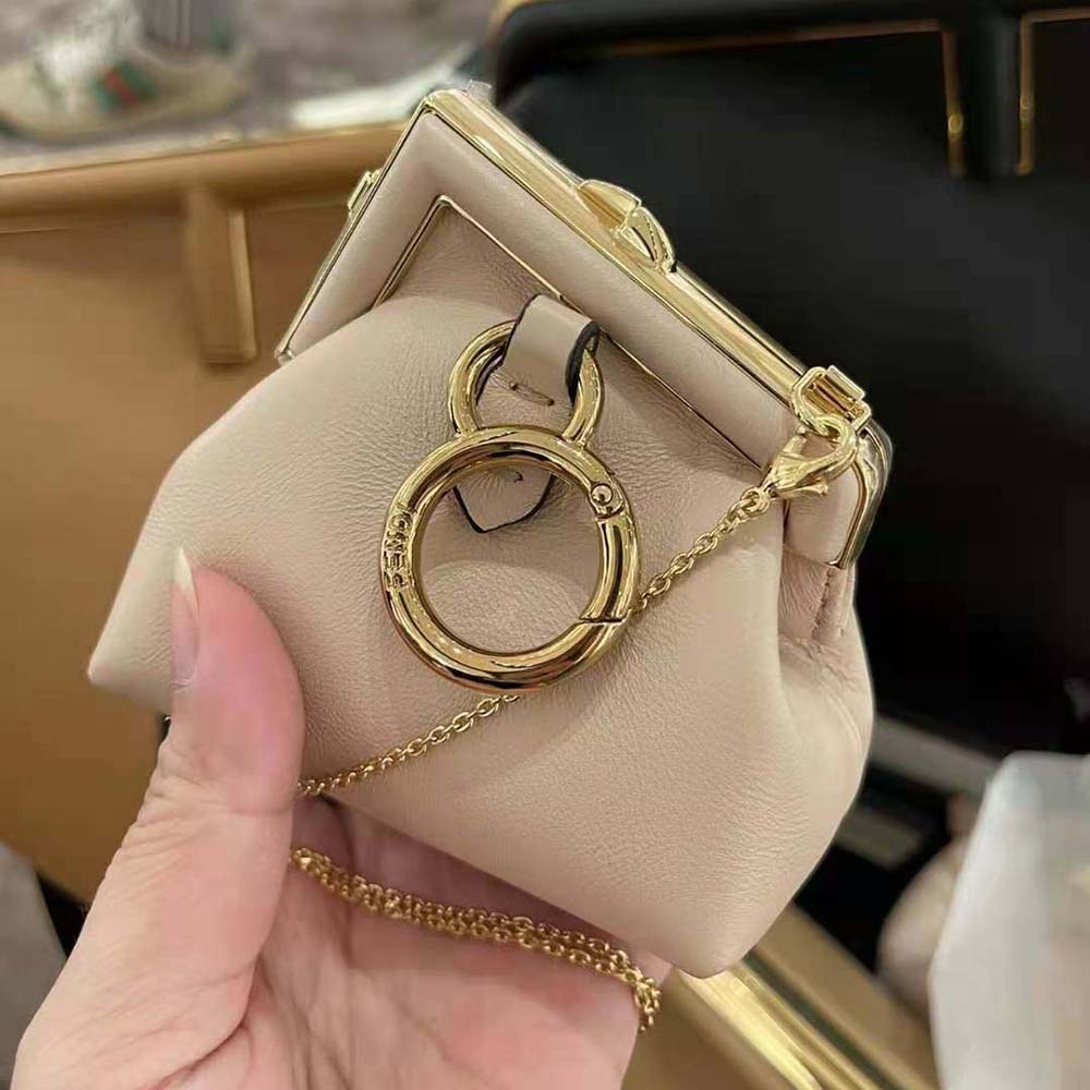 Fendi Women Nano Fendi First Charm Nappa Leather-Beige