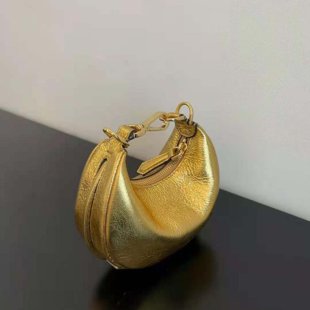 Fendi Women Nano Fendigraphy Gold Leather Charm