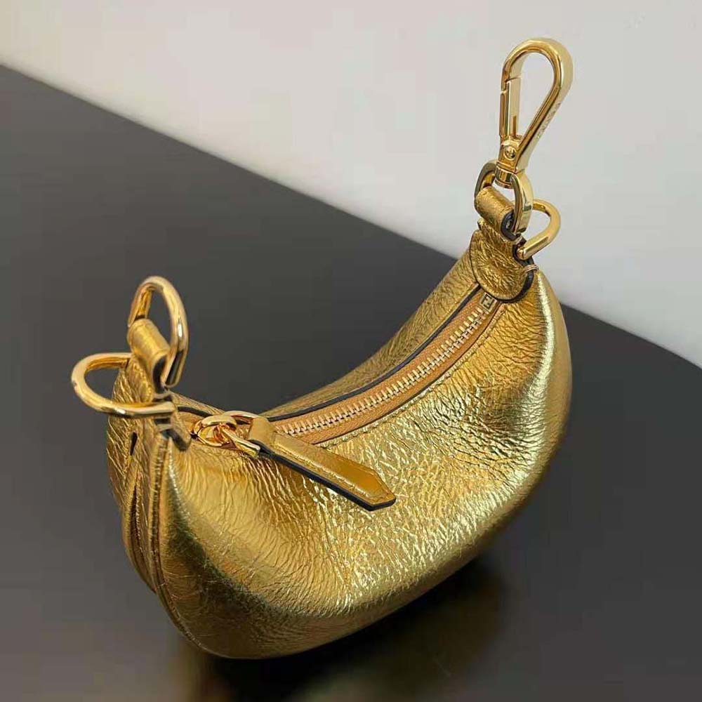 Fendi Women Nano Fendigraphy Gold Leather Charm