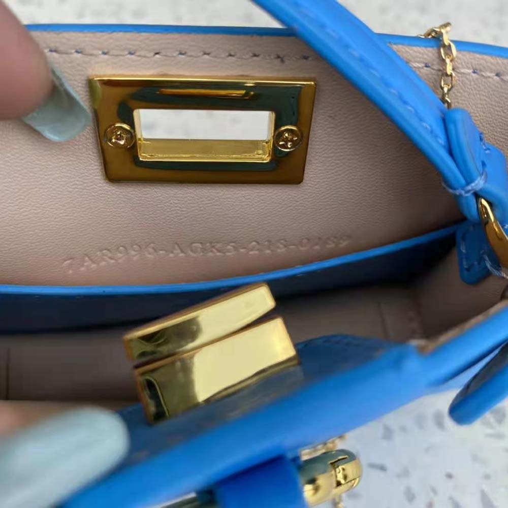 Fendi Women Pico Peekaboo Charm Light Blue Nappa Leather Charm