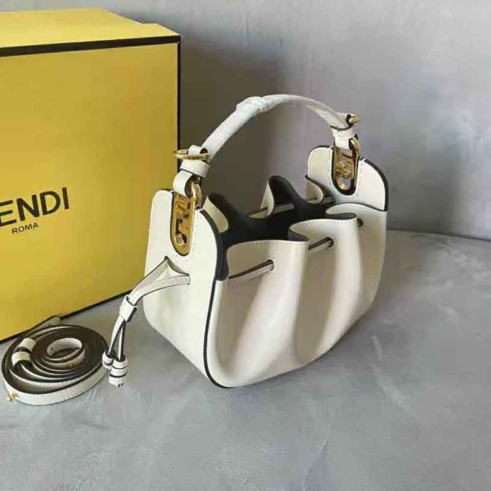 Fendi Women Pomodorino White Leather Mini-Bag