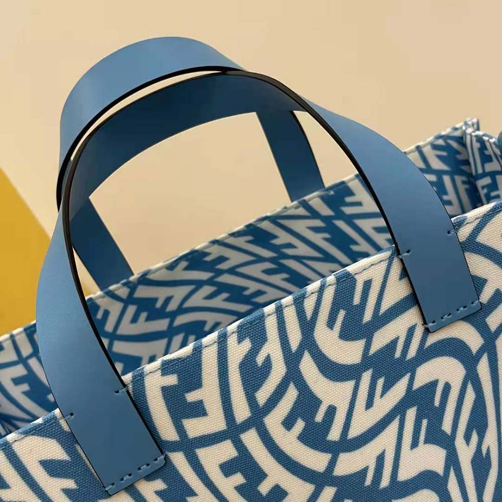Fendi Unisex Shopper Blue Glazed Canvas Bag