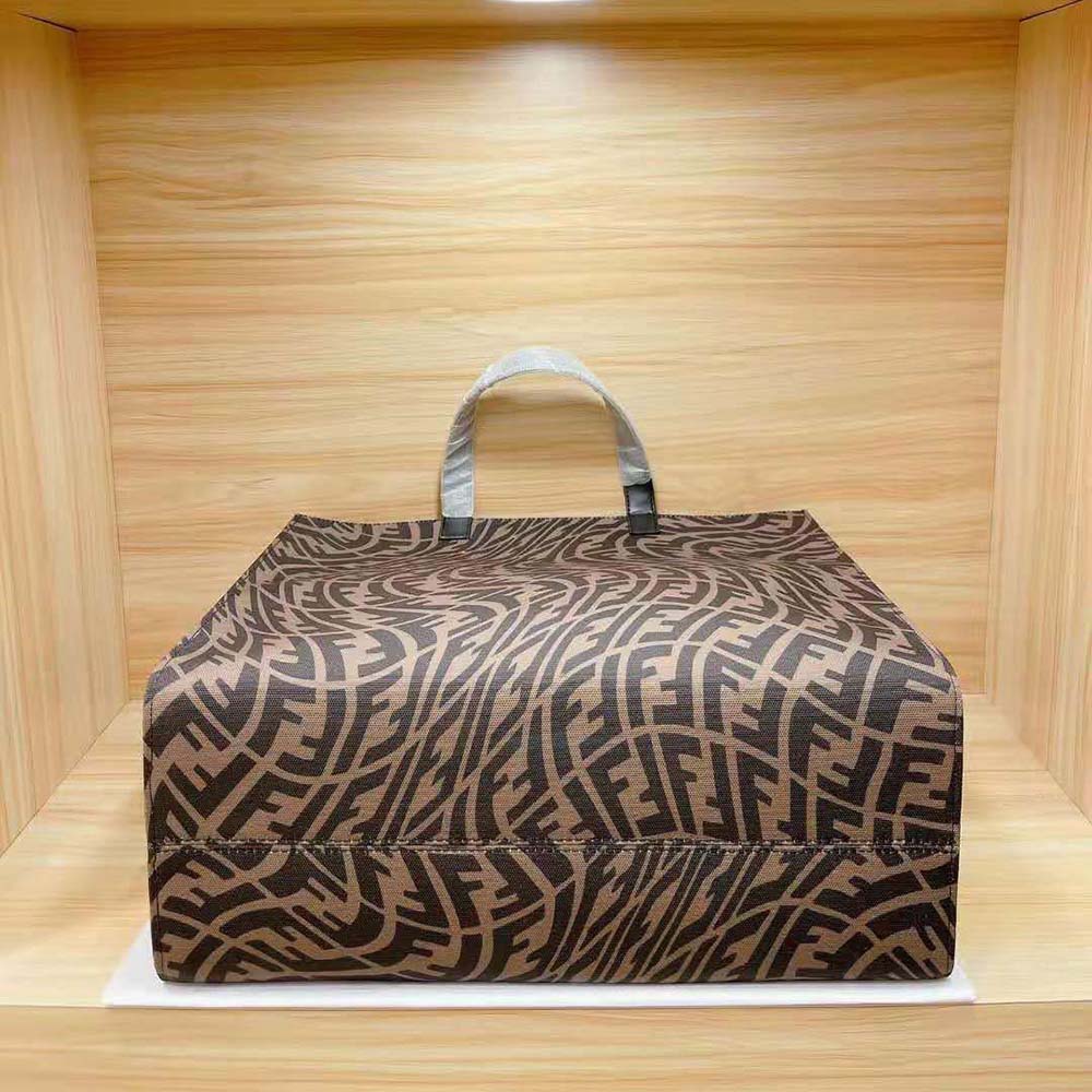 Fendi Unisex Shopper Brown Jacquard FF Vertigo Bag